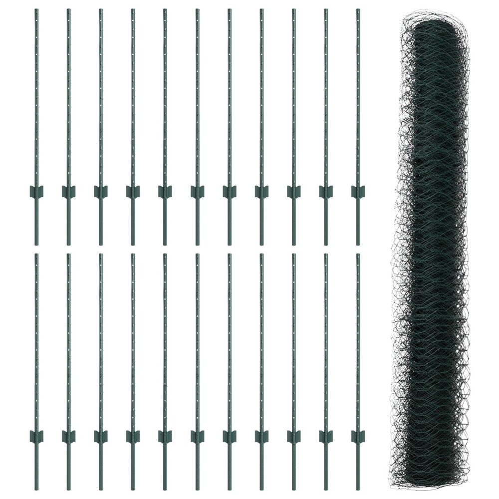 Produktbild för Svetsat trådstängsel 50 x 1 m (B x H) PVC-belagda stål Grön