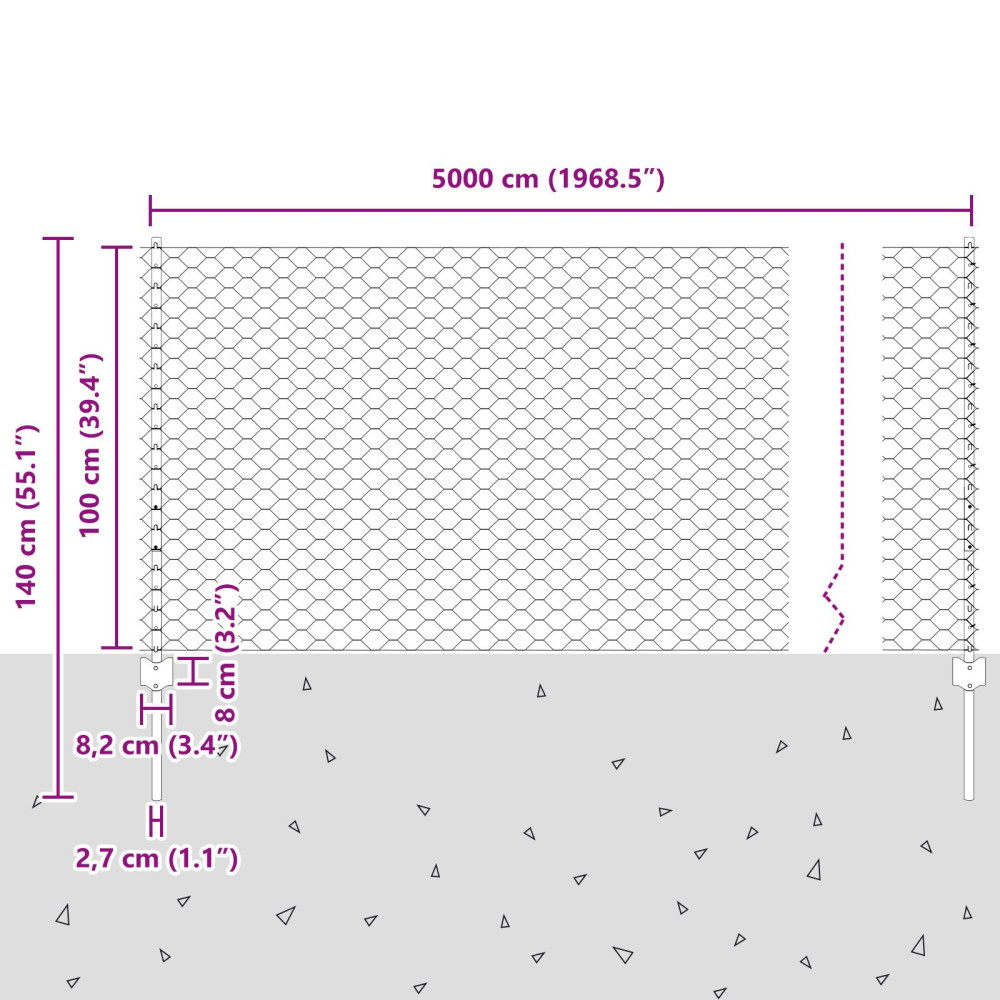 Produktbild för Svetsat trådstängsel 50 x 1 m (B x H) PVC-belagda stål Grön