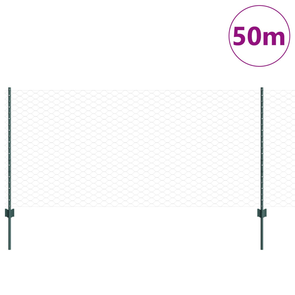 Produktbild för Svetsat trådstängsel 50 x 1 m (B x H) PVC-belagda stål Grön