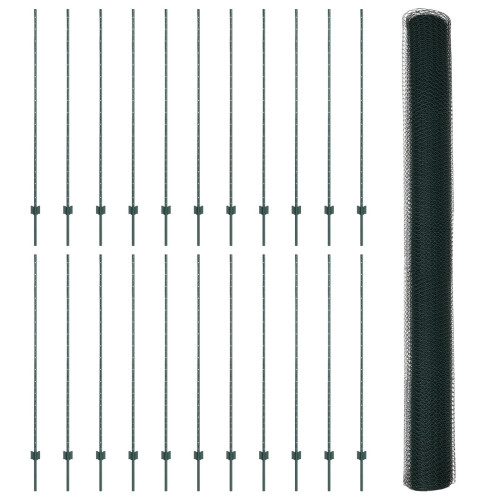 vidaXL Svetsat trådstängsel 50 x 1,6 m (B x H) PVC-belagda stål Grön