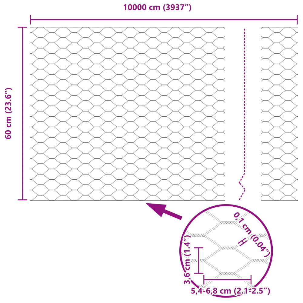 Produktbild för Svetsat trådstängsel 100 x 0,6 m (B x H) PVC-belagda stål Grön