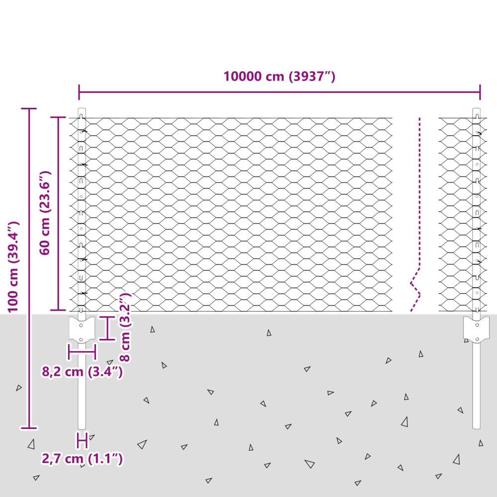 Produktbild för Svetsat trådstängsel 100 x 0,6 m (B x H) PVC-belagda stål Grön
