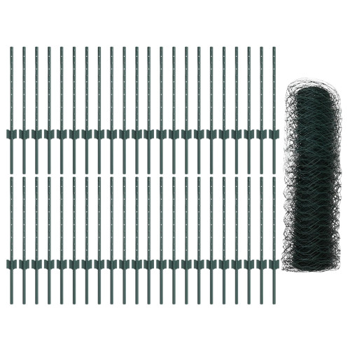 vidaXL Svetsat trådstängsel 100 x 0,6 m (B x H) PVC-belagda stål Grön