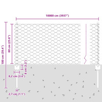 Produktbild för Utomhus hexagonal stängsel med stolpe 100 x 0,6 m Grön Mesh