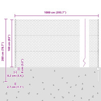 Produktbild för Svetsat trådstängsel 10 x 1,6 m (B x H) PVC-belagda stål Grå