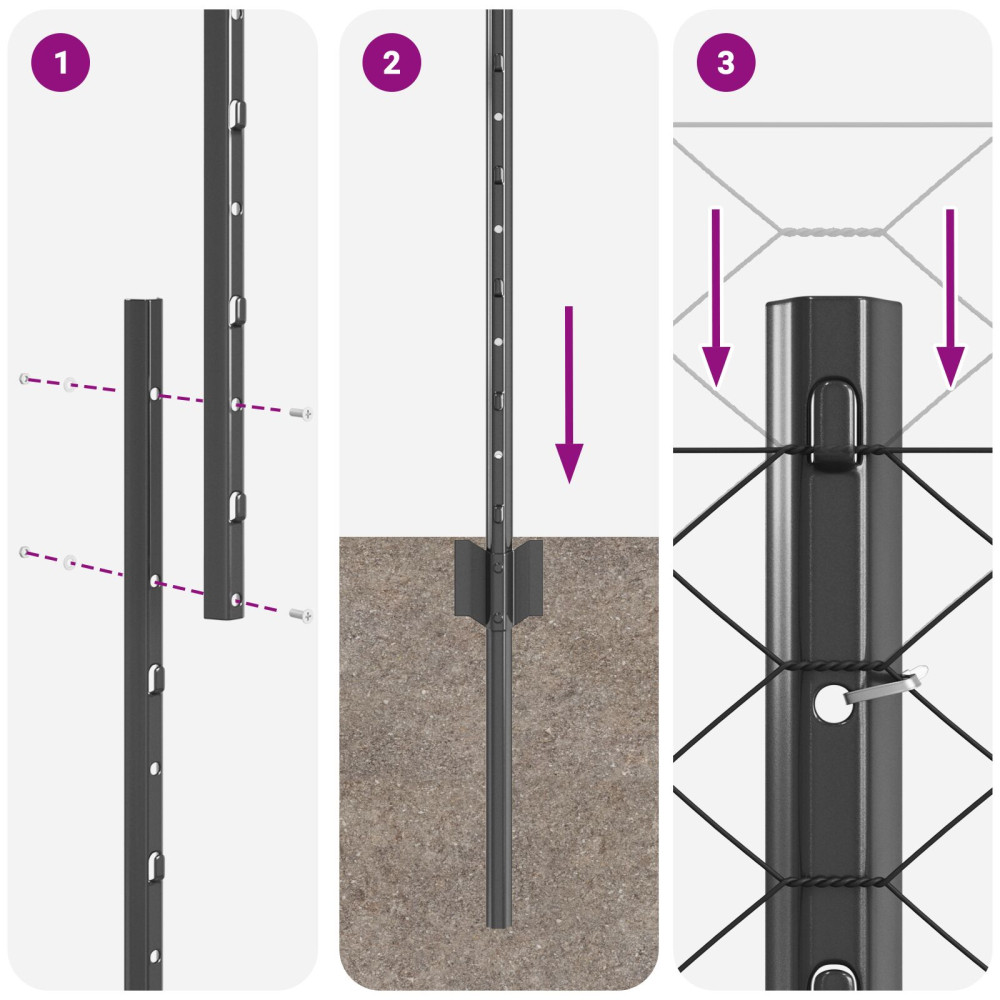 Produktbild för Svetsat trådstängsel 10 x 1,6 m (B x H) PVC-belagda stål Grå