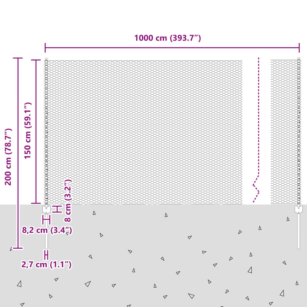 Produktbild för Svetsat trådstängsel 10 x 1,5 m (B x H) Varmförzinkad stål