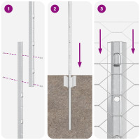 Produktbild för Utomhus hexagonal stängsel med stolpe 10 x 1,6 m Silver Mesh
