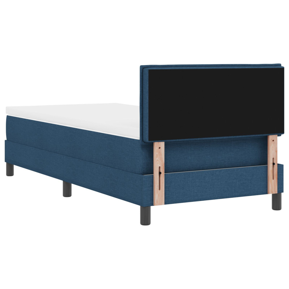 Produktbild för Bäddfjäder med kudde med huvudgavel Blå 90 x 190 cm tyg