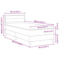 Produktbild för Bäddfjäder med huvudgavel Ljusgrå 90 x 200 cm tyg
