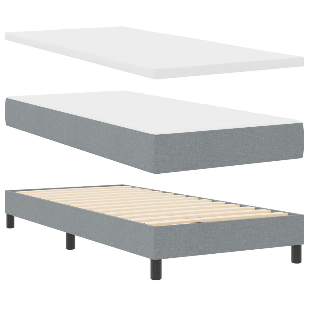 Produktbild för Bäddfjäder med huvudgavel Ljusgrå 90 x 200 cm tyg