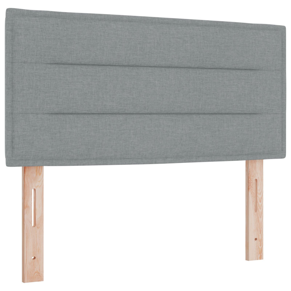 Produktbild för Bäddfjäder med huvudgavel Ljusgrå 90 x 200 cm tyg