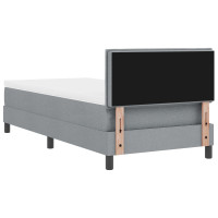 Produktbild för Bäddfjäder med huvudgavel Ljusgrå 90 x 200 cm tyg
