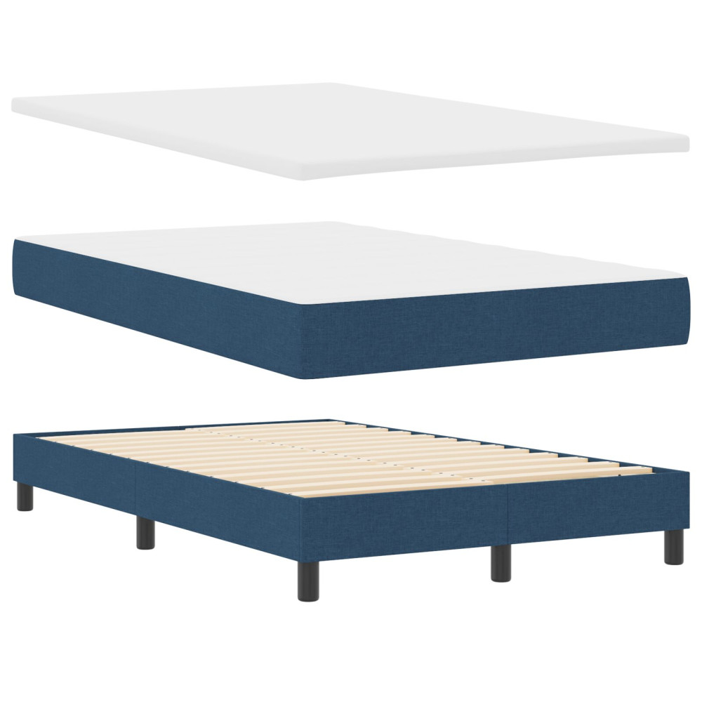 Produktbild för Bäddfjäder med kudde med huvudgavel Blå 120 x 200 cm tyg