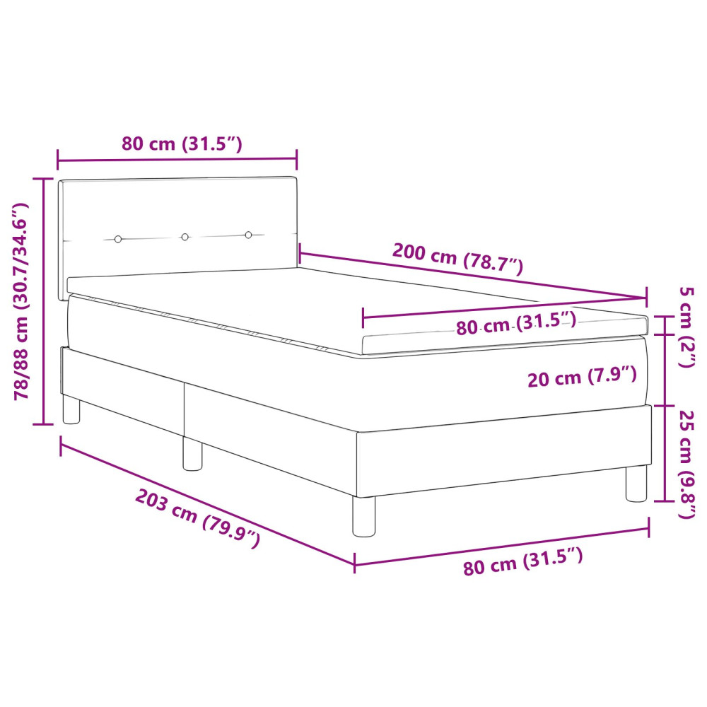 Produktbild för Bäddfjäder med kudde med huvudgavel Svart 80 x 200 cm tyg