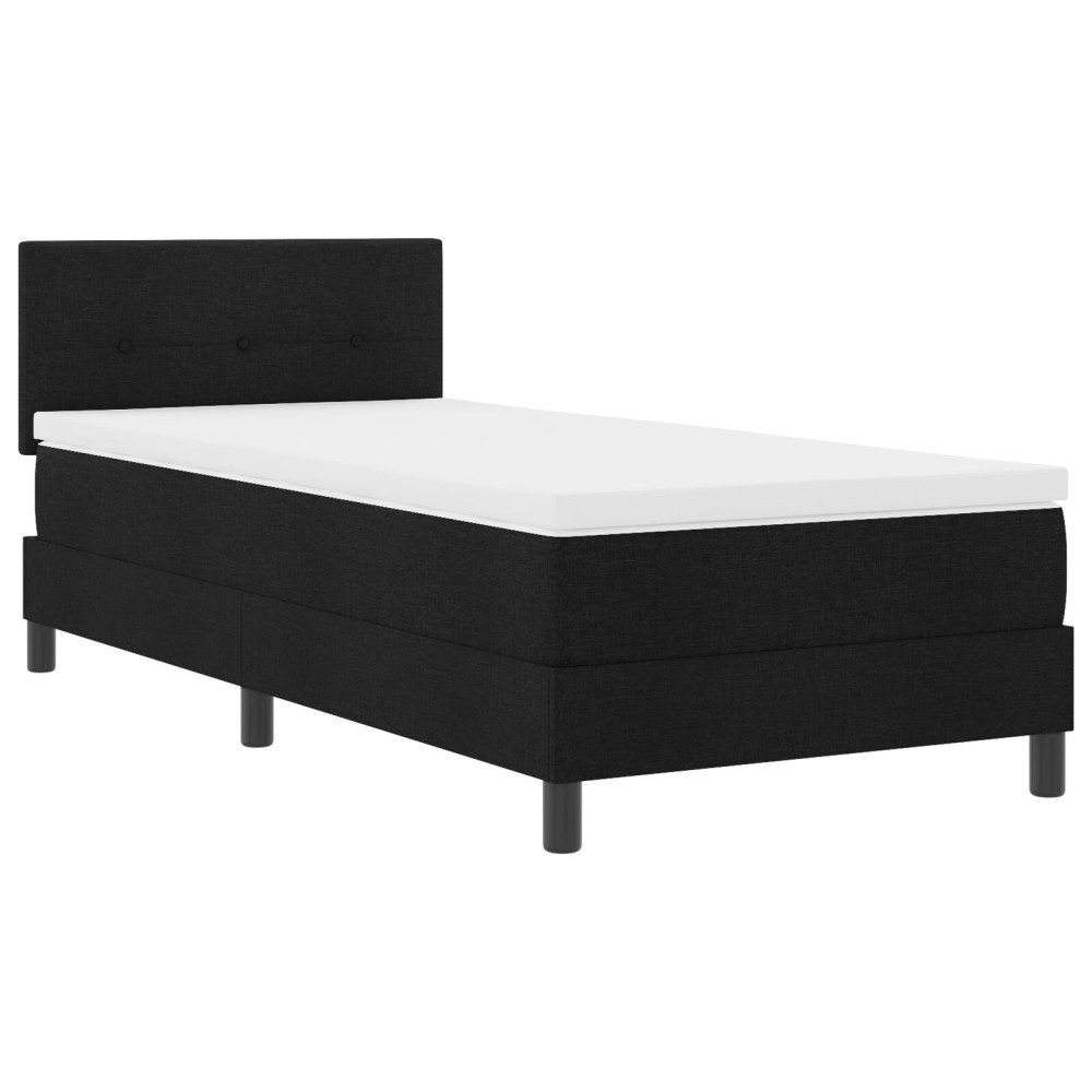 Produktbild för Bäddfjäder med kudde med huvudgavel Svart 80 x 200 cm tyg