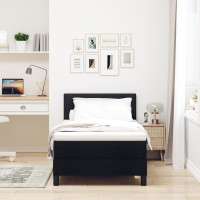 Produktbild för Bäddfjäder med kudde med huvudgavel Svart 80 x 200 cm tyg