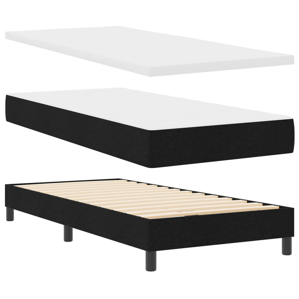 Produktbild för Bäddfjäder med kudde med huvudgavel Svart 80 x 200 cm tyg