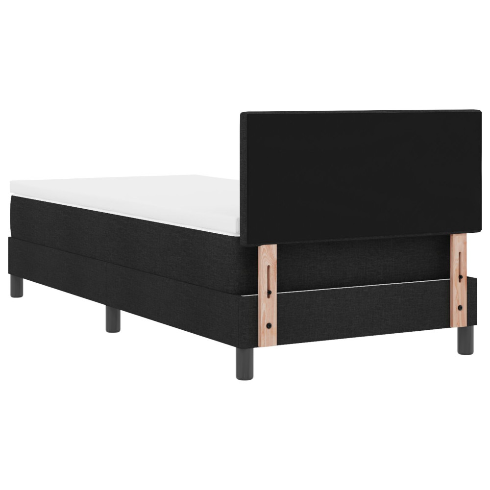 Produktbild för Bäddfjäder med kudde med huvudgavel Svart 80 x 200 cm tyg