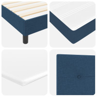 Produktbild för Bäddfjäder med huvudgavel Blå 90 x 190 cm tyg