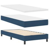 Produktbild för Bäddfjäder med huvudgavel Blå 90 x 190 cm tyg