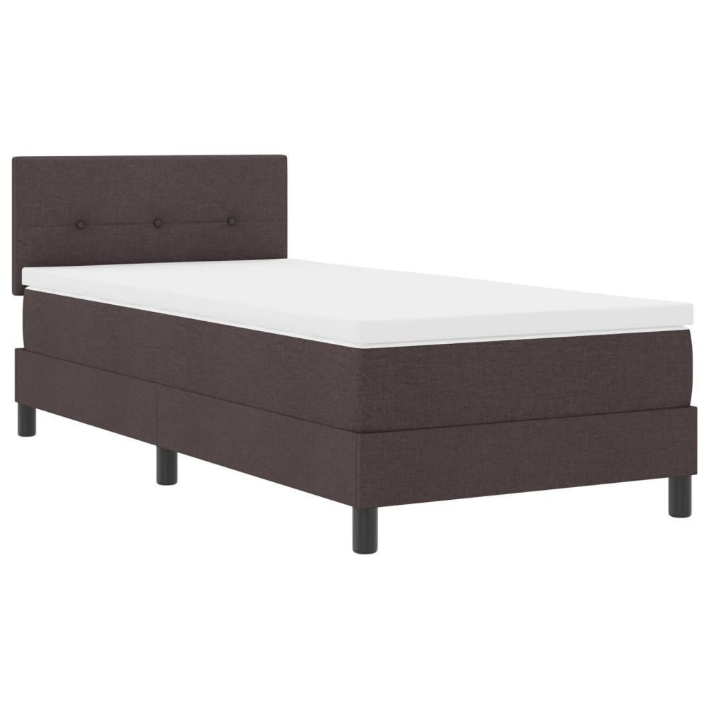 Produktbild för Bäddfjäder med huvudgavel Mörkbrun 90 x 200 cm tyg