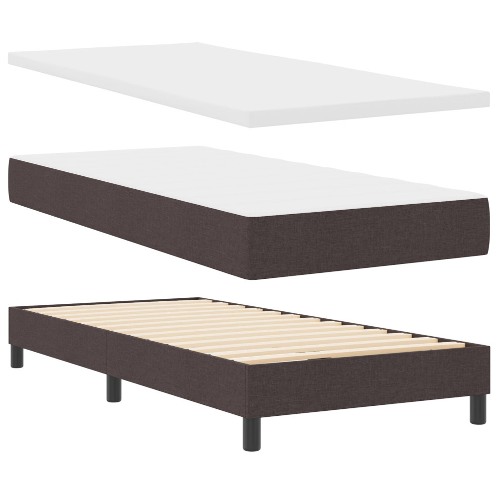 Produktbild för Bäddfjäder med huvudgavel Mörkbrun 90 x 200 cm tyg