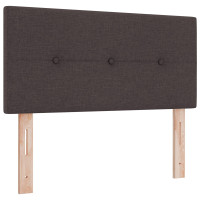 Produktbild för Bäddfjäder med huvudgavel Mörkbrun 90 x 200 cm tyg