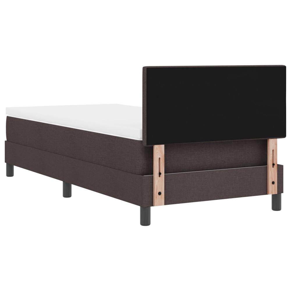 Produktbild för Bäddfjäder med huvudgavel Mörkbrun 90 x 200 cm tyg