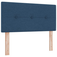 Produktbild för Bäddfjäder med huvudgavel Blå 90 x 200 cm tyg