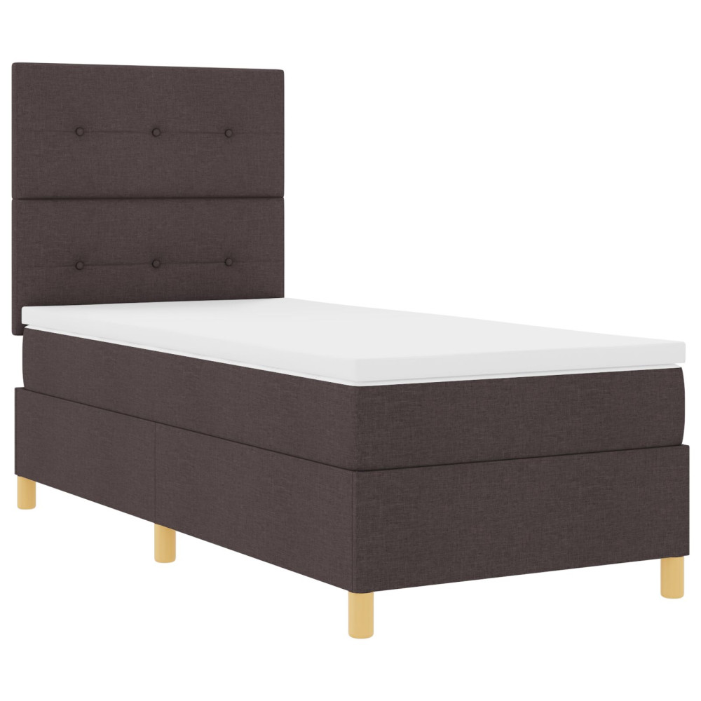 Produktbild för Bäddfjäder med huvudgavel Mörkbrun 80 x 200 cm tyg