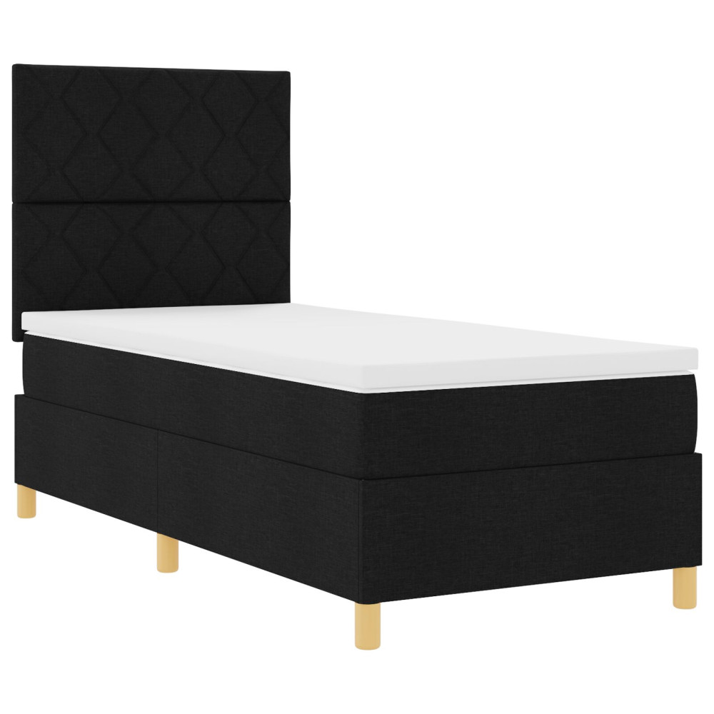 Produktbild för Bäddfjäder med huvudgavel Svart 100 x 200 cm tyg