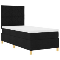 Produktbild för Bäddfjäder med huvudgavel Svart 100 x 200 cm tyg