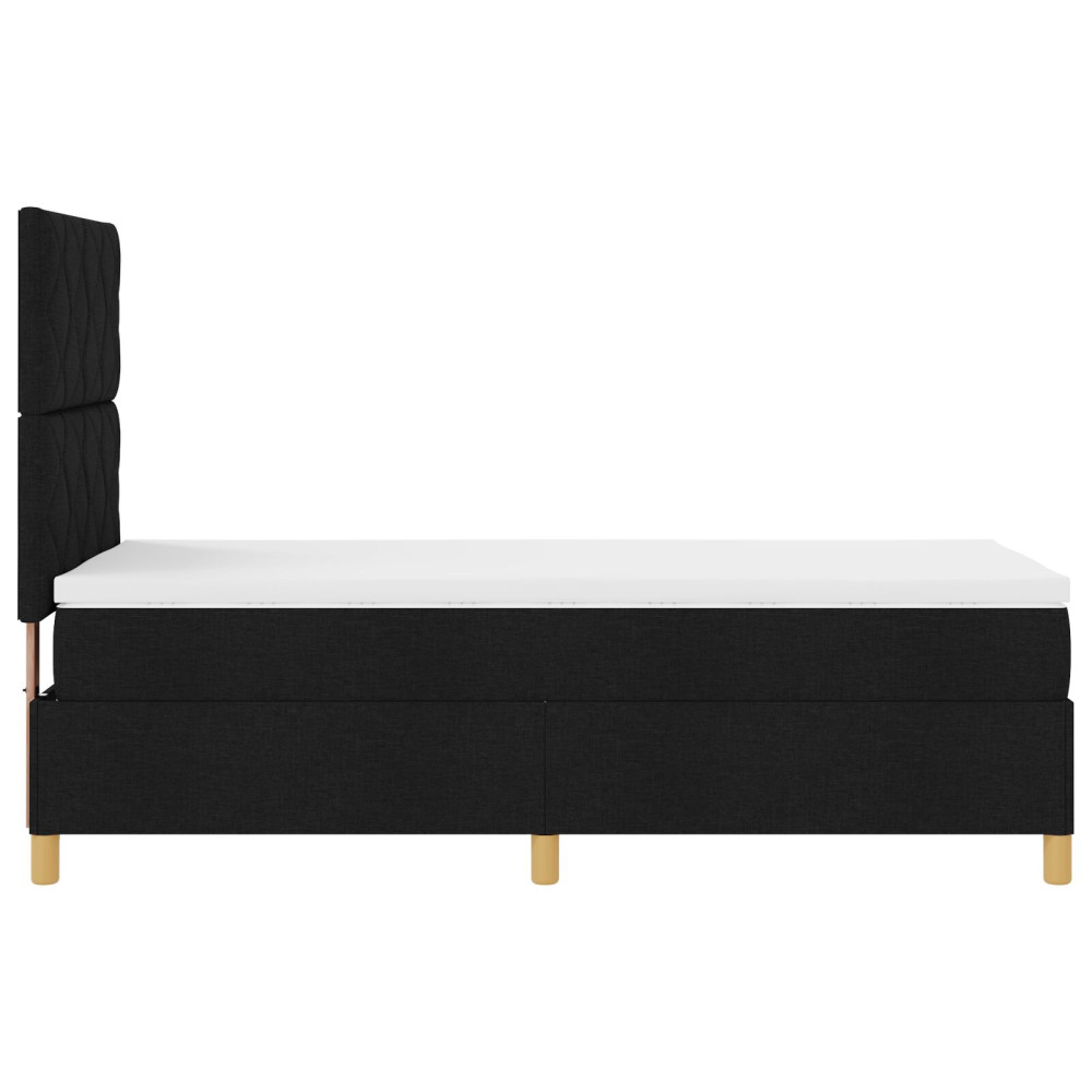 Produktbild för Bäddfjäder med huvudgavel Svart 100 x 200 cm tyg