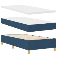 Produktbild för Bäddfjäder med huvudgavel Blå 100 x 200 cm tyg