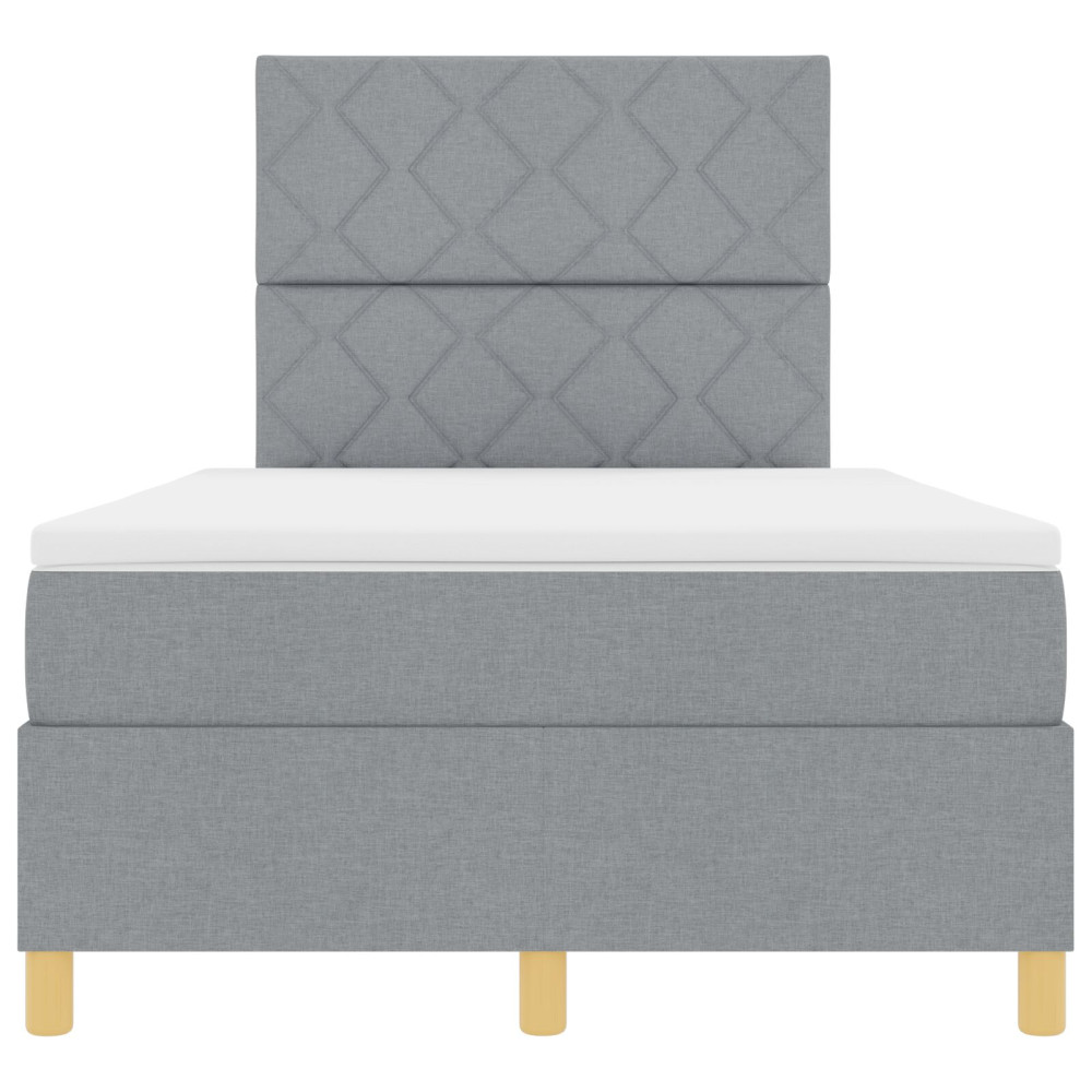 Produktbild för Bäddfjäder med huvudgavel Ljusgrå 120 x 190 cm tyg