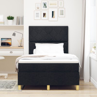 Produktbild för Bäddfjäder med huvudgavel Svart 120 x 190 cm tyg