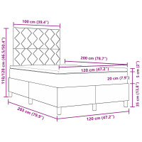 Produktbild för Bäddfjäder med huvudgavel Svart 120 x 200 cm tyg