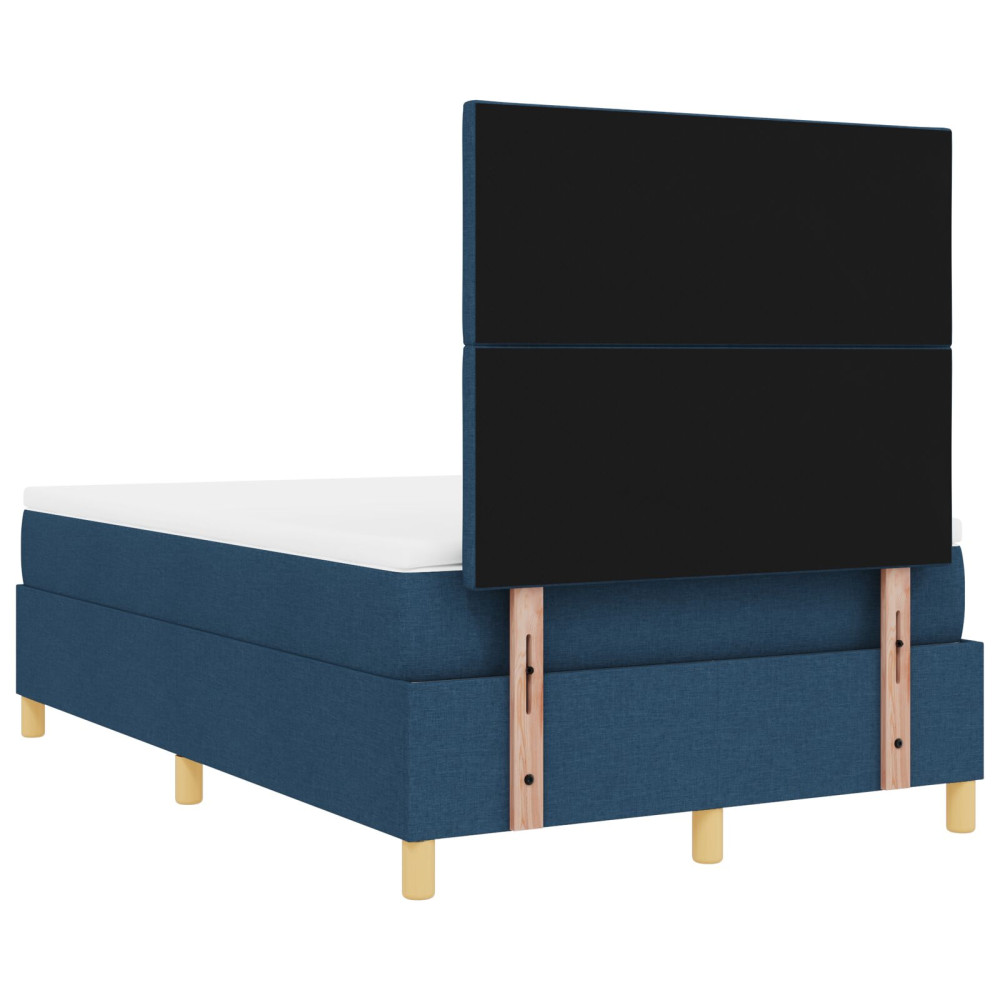 Produktbild för Bäddfjäder med huvudgavel Blå 120 x 200 cm tyg