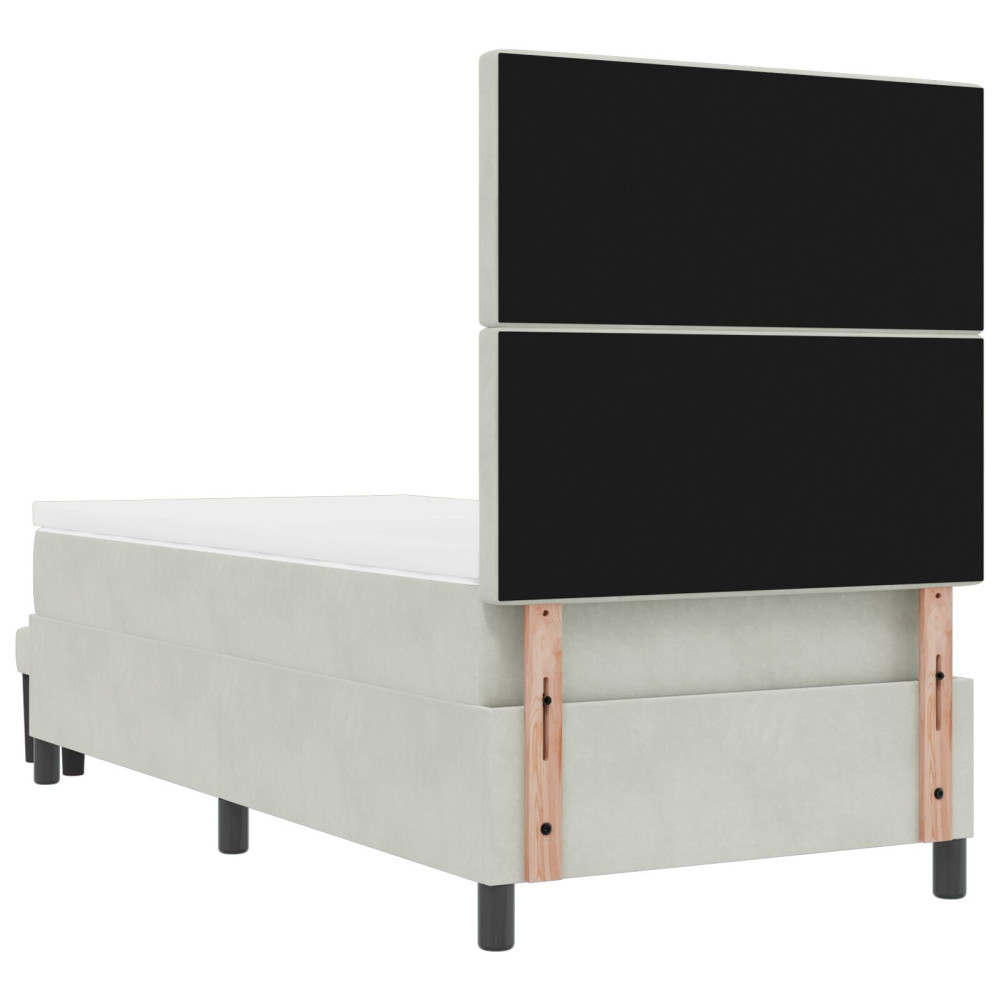 Produktbild för Bäddfjäder med huvudgavel Ljusgrå 200 x 100 cm Sammet