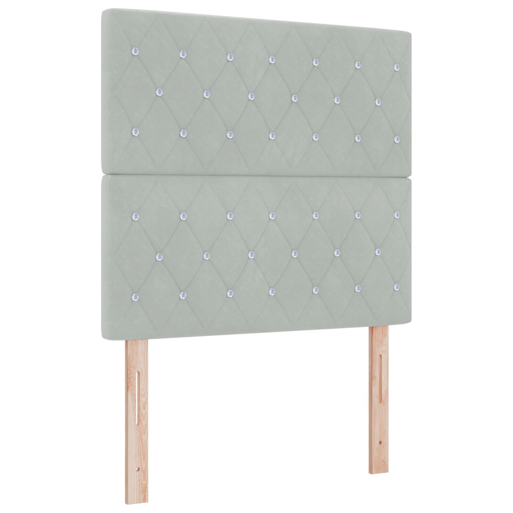 Produktbild för Bäddfjäder med huvudgavel Ljusgrå 200 x 100 cm Sammet