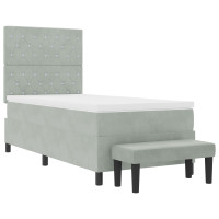 Produktbild för Bäddfjäder med huvudgavel Ljusgrå 200 x 100 cm Sammet