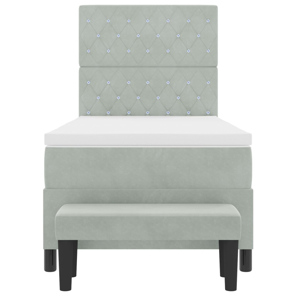 Produktbild för Bäddfjäder med huvudgavel Ljusgrå 200 x 100 cm Sammet