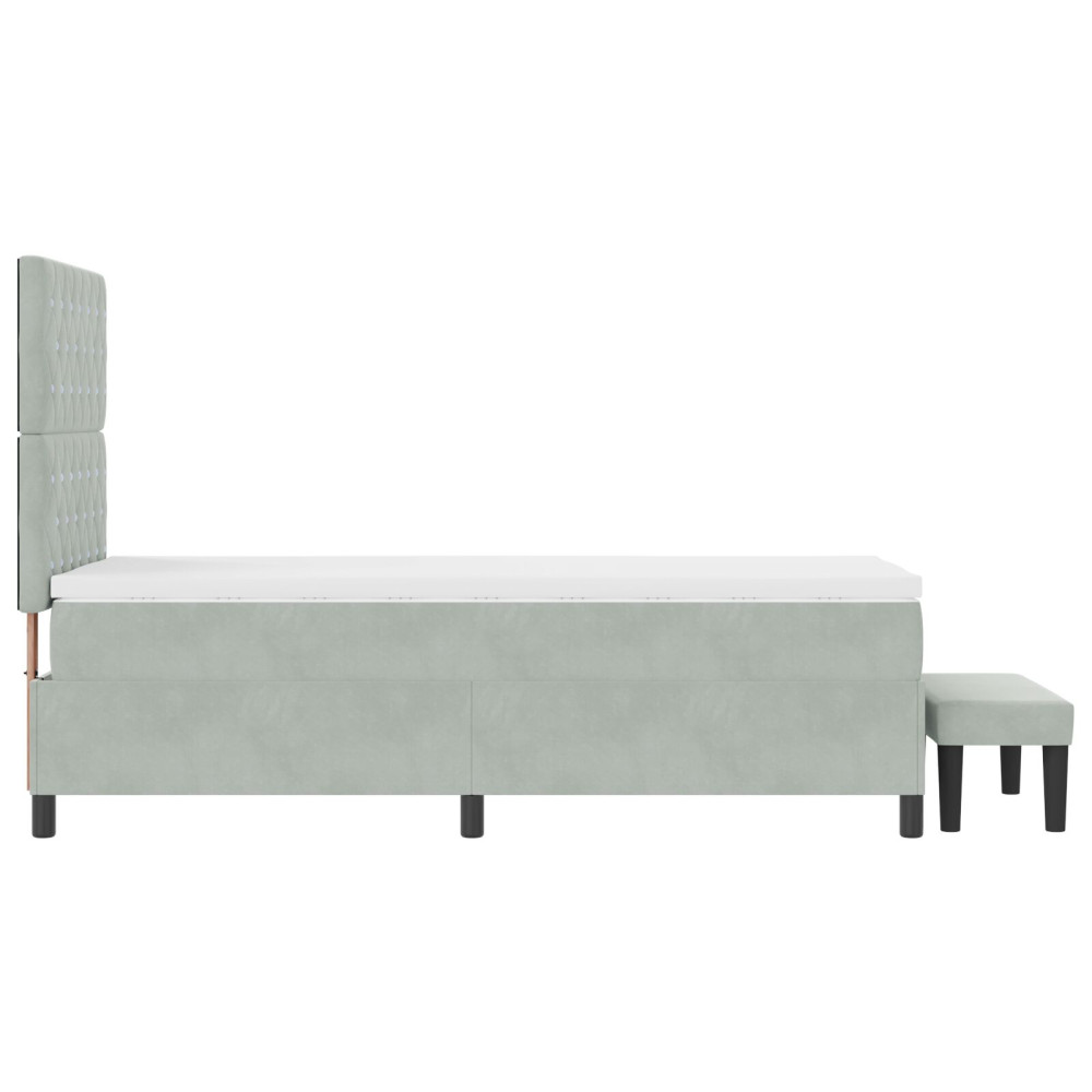 Produktbild för Bäddfjäder med huvudgavel Ljusgrå 200 x 100 cm Sammet