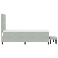Produktbild för Bäddfjäder med huvudgavel Ljusgrå 200 x 100 cm Sammet