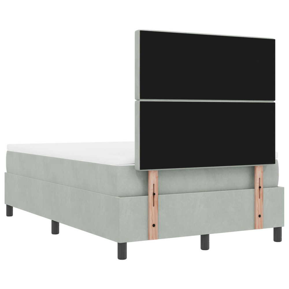 Produktbild för Bäddfjäder med huvudgavel Ljusgrå 200 x 120 cm Sammet