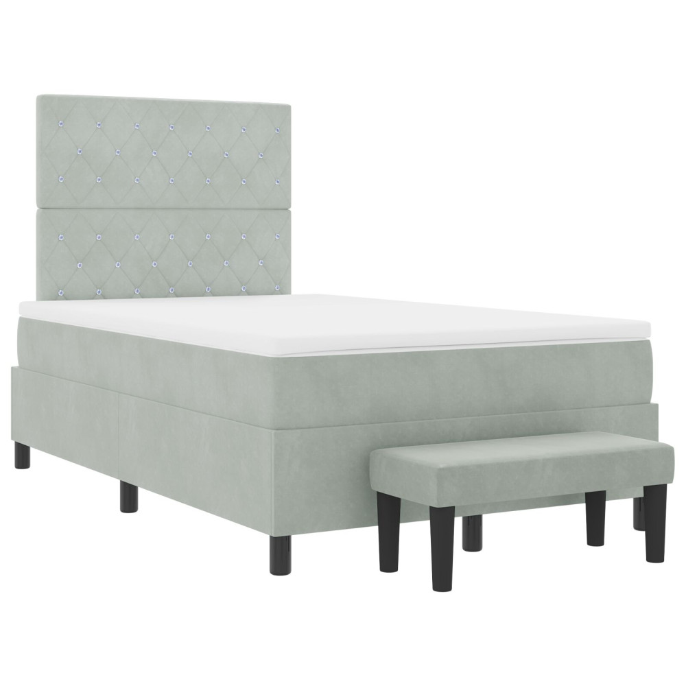 Produktbild för Bäddfjäder med huvudgavel Ljusgrå 200 x 120 cm Sammet