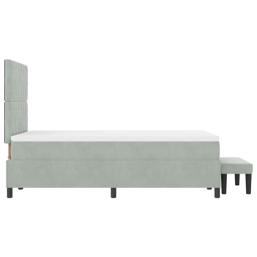 Produktbild för Bäddfjäder med huvudgavel Ljusgrå 200 x 120 cm Sammet