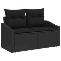 Produktbild för Trädgårdsoffset med kudde med lagring 5 pcs Svart konstrotting