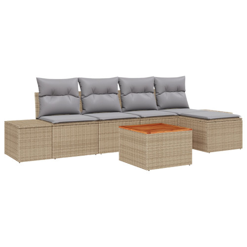 vidaXL Trädgårdsoffset 6 pcs Beige och Ljusgrå konstrotting